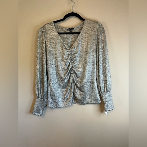 NWT John Paul Richards INC JPR Studio Metallic Ruched Silver Knit Medium - Picture 1 of 12
